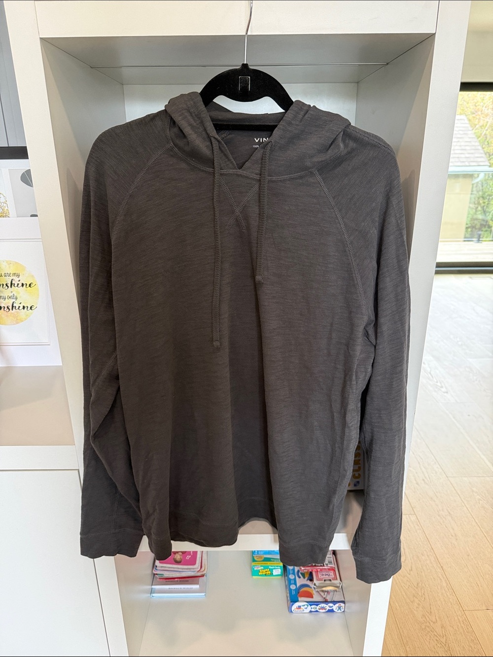 Men's Hooded Long-Sleeve Shirt in Charcoal